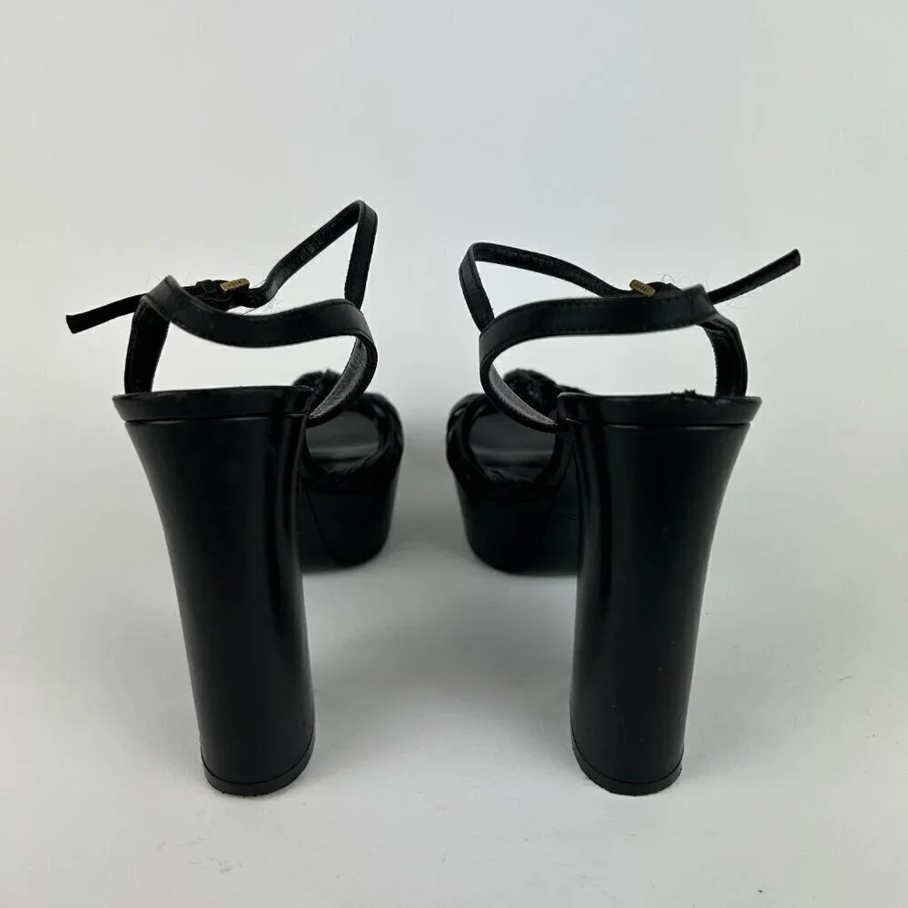Gucci Allie Knotted Platform Sandals EU 37 US 7 Black Crawford Block High Heel - Picture 6 of 12